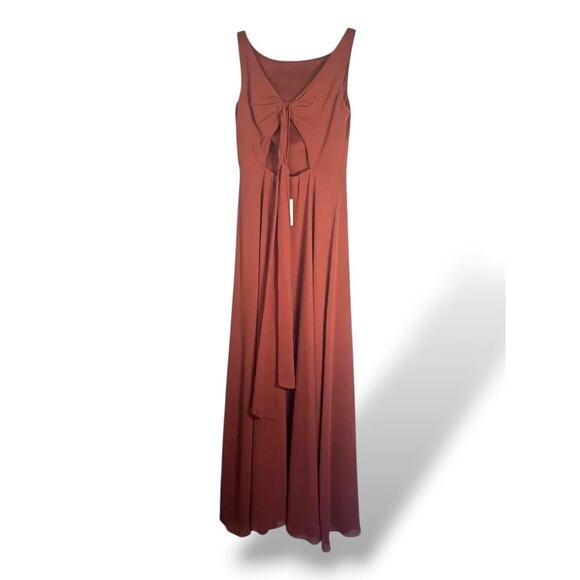 David’s Bridal Rust Maxi Bridesmaid Dress Size 12 Formal Wedding Guest Gown - Picture 2 of 5